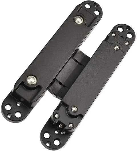 Top Tier Six Inch Hidden Door Hinges With Dead Simple Three Dimensional Tuning And Workhorse Zinc Alloy Build For Smooth Heavy Duty Swings On Flush Panels Up To Forty Four Pounds Load, showing hinge mechanism.