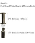 30 Piece Chicago Screws And Extension Posts To Bulk Up Your Photo Albums And Scrapbooks With Sleek Silver Binding Refill Hardware Solid Gear That Delivers Killer Durability And Zero Hassle Setup Every Time, showing 10 screws and 20 extension posts.
