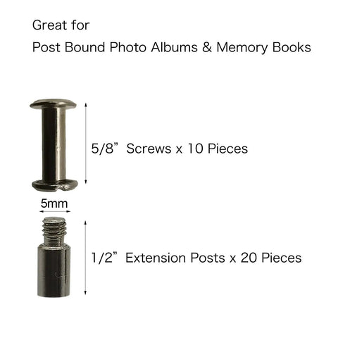 30 Piece Chicago Screws And Extension Posts To Bulk Up Your Photo Albums And Scrapbooks With Sleek Silver Binding Refill Hardware Solid Gear That Delivers Killer Durability And Zero Hassle Setup Every Time, showing 10 screws and 20 extension posts.