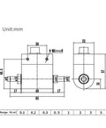 Technical drawing of Small Range Non-Contact Rotating Torque Sensor And Transducer 0-0.1 N.m with dimensions marked in mm