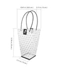 Plastic Bouquet Bags With Handles For Flower Packaging, Rose Bouquet Wraps, floral arrangement supplies, dotted design, dimensions shown