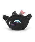 Fifth Avenue Fanny Pack Crossbody Bag For Women And Men, black waist bag with adjustable belt, items in zippered pocket