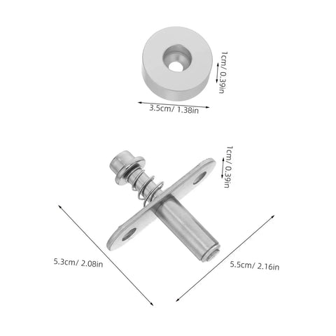 Heavy Duty 2 Sets Silver Metal Pivot Shaft With Spring Loaded Hinge Fits Wood Or Metal Doors Easy Install For Screen Partitions And Office Decor Quick Fix Hardware showing dimensions and components.