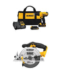 Boss Level 20V Cordless Drill Driver Kit With Compact Circular Saw featuring high-performance motor, dual batteries, and carrying case.