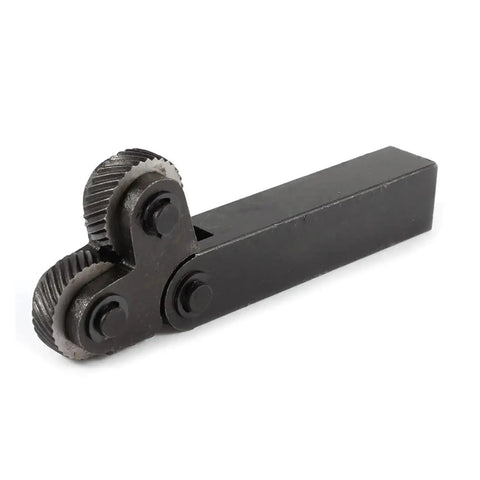 7 Piece Dual Wheel Knurling Tool Set With Wheel Linear Pitch Knurl Kit for Lathe Machining, close-up of knurl wheels on tool
