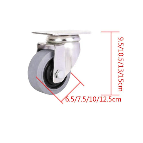 Heavy Duty Swivel Caster Wheels With Conductive Rubber Treads For Ultra Quiet Rolling And Anti Static Safety, 6.5cm wheel size.