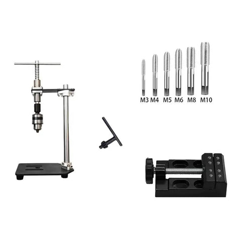 Pro Grade Hand Tapper Kit With Tap Holder Wrench Small Vise And Six Taps For Metalworking And Diy Threading Precision Tapping Tool Set