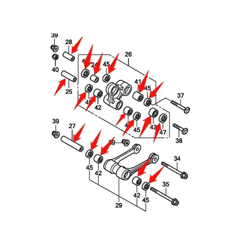 Exploded view diagram of Steering Head Bearing Kit For CRF150R CRF150RB 2022 Motorcycle Suspension Upgrade with parts labeled