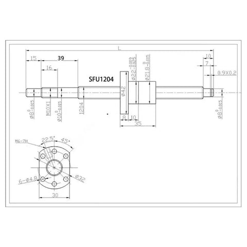 Top Notch SFU1204 Ball Screw Kit With 300 Or 450mm Length For CNC Machines And Robots dimensions and design specifications.