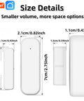 Image showing size details of One Pack Smart Door And Window Sensor Tracking Entries To Keep Your Pad Secure While Sending Instant Push Alerts For Straight Up Home Protection And Hands Free Voice Command.