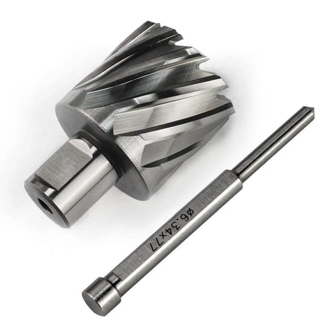 Annular cutter with Weldon shank and pilot pin for magnetic drill press; 1-9/16 in cutting diameter, 1 in depth of cut