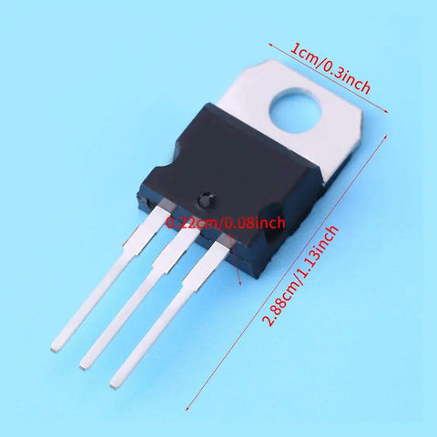 60 Piece Three Pin Transistor Assortment Kit Packing Top Shelf Semiconductor Gears showing a TO-220 type transistor with three leads.