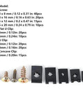 170 Piece U Clip And Screw Set For DIY Projects And Home Improvement Versatile Fasteners Kit With Durable Carbon Steel Screws Great For Repairs Cabinets Woodworking And General Hardware Needs. screws and U clips sizes shown