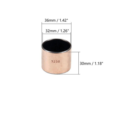 Rock Solid 1Pc Sleeve Bearing 32MM ID X 36MM OD X 30MM Length Oilless Bushing Carbon Steel with measurements shown.