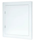 QWORK 10x10 inch plastic drywall access panel with removable door, white finish for plumbing/HVAC front view