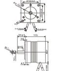 Technical diagram of Low Noise 24V 140W Brushless DC Motor With Hall Sensor 3000 RPM, showing 57mm flange and 8mm shaft dimensions.