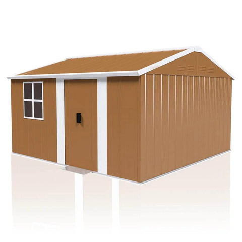 10x12 Ft Heavy Duty Metal Outdoor Storage Shed With Lockable Sliding Door Windows And Ventilation Weatherproof Garden Shed For Backyard