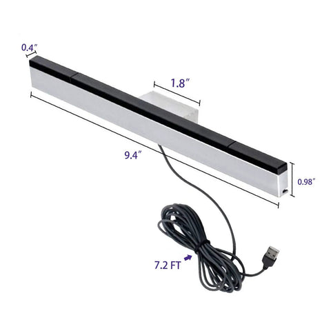 USB Sensor Bar For Nintendo Wii And Wii U, Replacement Wired Infrared Ray Sensor Bar with 9.4 in bar and 7.2 ft USB cable