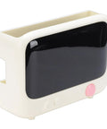 Sleek Router Storage Box With Advanced Cable Management System And Tech Gear Organizer in milk white, side view