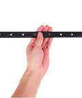 Holding black bracket from Flat Corner Braces 6 Pack Black Stainless Steel Table Leg Brackets for Furniture Repair and Shelf Support