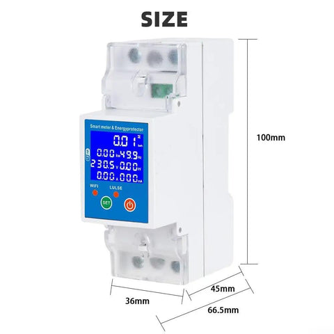 Heavy Duty 80 Amp Smart Circuit Breaker With RS485 Wifi Remote Switch And Built Tough Leakage Protection For No Sweat Energy Tracking On Home Solar Arrays, image showing size dimensions.