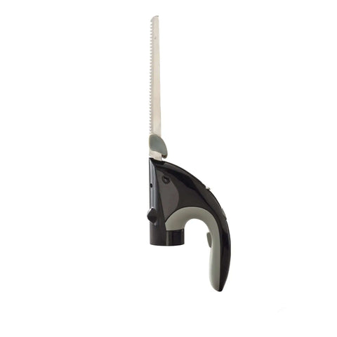 Razor sharp electric knife from Top Shelf Kitchen Workhorse Featuring Durable Immersion Hand Blender Matched With Razor Sharp Electric Knife Alongside Agile 2 Cup Mini Food Vegetable Chopper For Dinner Domination In Versatile Black Package.