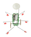 Wind Up Office Desk Pet Toy For Home And Work Cute Dancing Companion in green with metal legs and wind-up action, top view.