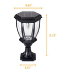 Solar Post Lights Outdoor All Weather Waterproof Pillar Led Deck Lights With Clear Glass 9.45 inches wide, black finish
