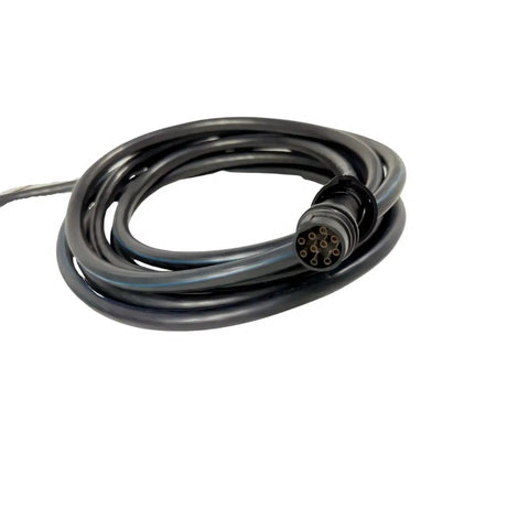 Close-up of 10-pin cable for Outboard Remote 703-48205-16 Side Mount Push To Open Replacement Control Box for marine use