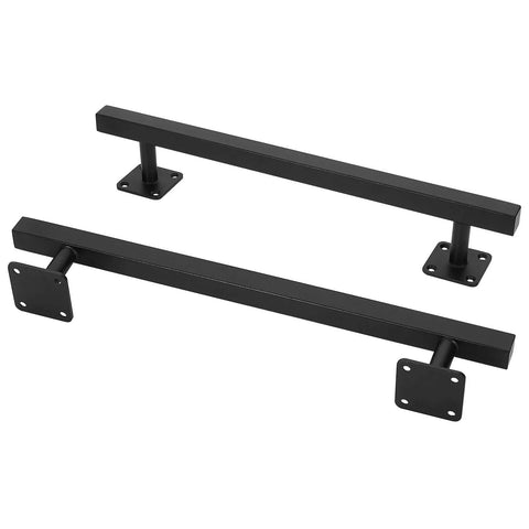 16 Inch Square Sliding Barn Door Handles Set Of 2 Black Matte Iron Gate Pulls for gates, garages, sheds. Rust resistant, anti slip grip.