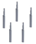 5 Pack Cabinet Door Dampers With Magnetic Touch Activation Soft Close No Slam Hinges, shown upright and separate.