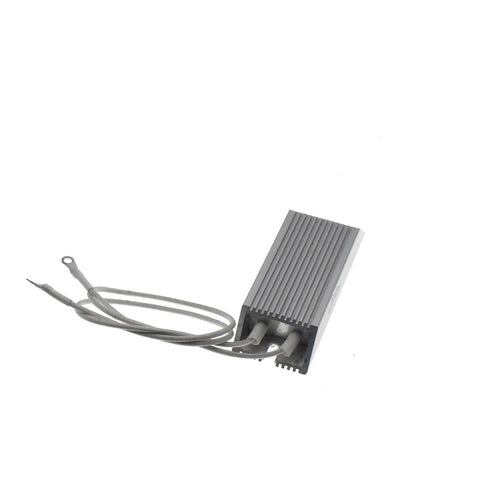 Finned aluminum-cased power resistor module with two wire leads