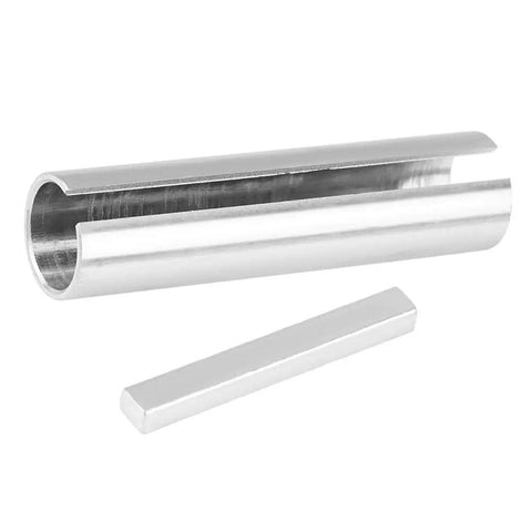 Crank Shaft Sleeve Adapter Five Eighths To Three Quarters Inch Bore Reducer, steel sleeve with keystock visible, for pulleys and motors.
