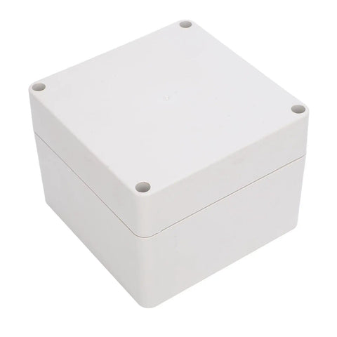 IP65 Waterproof Junction Box Enclosure Built Tough From ABS Plastic With Sealing Strip, square design, suitable for electrical projects.