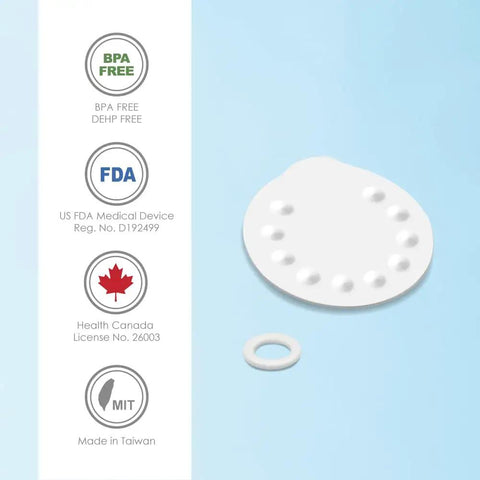 Replacement O Ring Kit With Two Membranes For Harmony Manual Breast Pump BPA Free FDA Registered Medical Device Easy Replacement To Restore Suction And Pump Performance, white membrane and O-ring