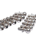 13 Pcs Metal Ball Head Screws Kit For One Tenth Scale RC Cars, Steel Ball Head Rod End Holders And Tie Rod Ends, Upgraded For Sakura D4 Drift Racing, Durable Anti Rust Smooth Shock Absorption, showing steel screws aligned, silver finish.