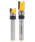 Pro Grade Router Bits Flush Trim Pattern Set Featuring Two Solid 1/4 Inch Shank Cutters And Durable Tungsten Carbide Edges for cabinetry.