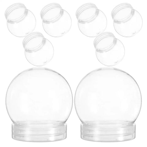 Clear 4 Inch Snow Globe Kit With Fillable Plastic Balls And Screw Cap For Easy Fun Craft Projects And Home Decor 8 Pack Build Custom Snow Globes for DIY Decor And Gift Ideas