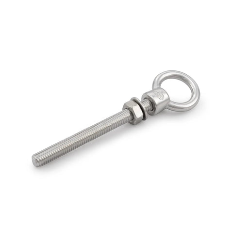 Side view of SHONAN heavy-duty eye bolt, 316 stainless steel with nut and washer
