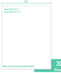 Printable White Full Sheet Sticker Paper Matte 8.5 By 11 Inches For Laser And Inkjet Printers 30 Sheets Includes Online Templates PDF Word PNG