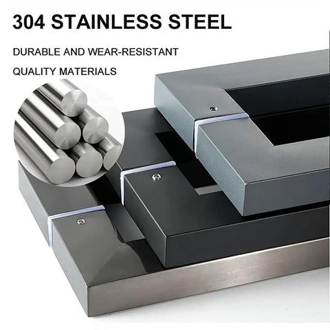 Heavy Duty Commercial Grade Push Pull Door Handle Rock Solid Matte Black Finish Barn Door Pull Glass Hardware with 304 stainless steel material.