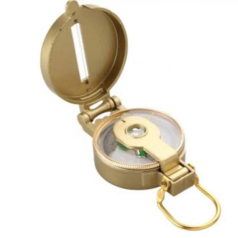 Golden Spiral Portable Compass For Outdoor Navigation And Survival, durable metal lens with foldable shell and magnifier