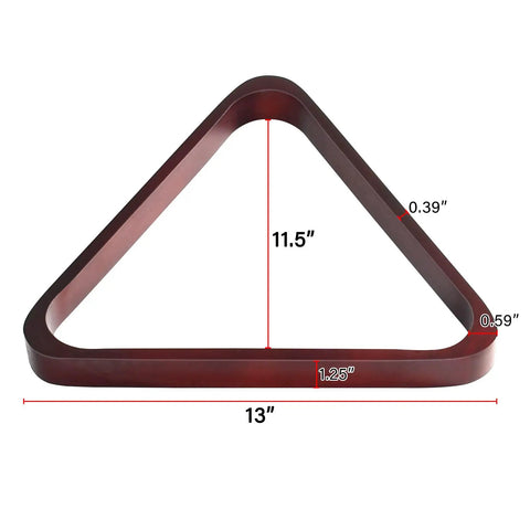 Solid Wood Pool Ball Triangle Rack For Standard Two And A Quarter Inch Billiard Balls Durable Pine Triangle Holder Burgundy Finish 13x11.5x1.25 in