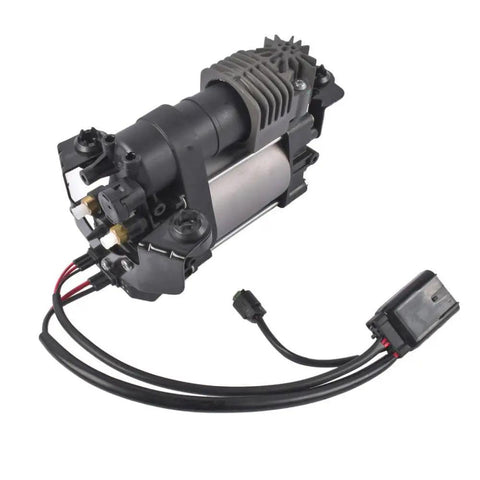 Top Shelf Heavy Duty Air Suspension Compressor Pump For Tesla Model S Sedan 2012 To 2017 with electrical connectors and wiring.