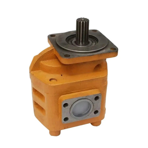 Hydraulic Gear Pump Direct Replacement For XCMG Wheel Loader Spare Parts, Compatible With 2063 2050 2040 Series, OEM Grade Gear Pump For Heavy Machinery, Easy Swap And Long Lasting Performance, orange cast metal with splined shaft
