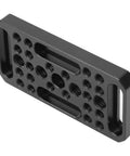 Premium Aluminum Alloy Pro Grade Camera Cheese Plate For DSLR with multiple screw holes, angled view showcasing texture