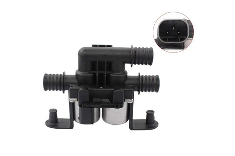 Heavy Duty Bmw Water Heater Control Valve Featuring Dual Solenoid Hvac Coolant Flow Regulator, front view with connectors.