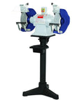 Heavy Duty 12 Inch Bench Grinder With Stand 2 Hp 1800 Rpm Motor showing dual grinding wheels and black steel stand.