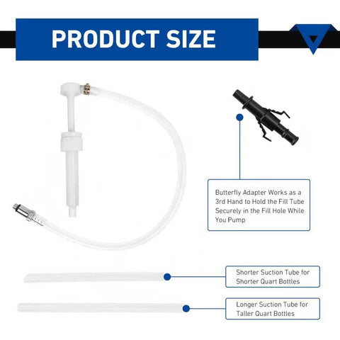Complete Heavy Duty Manual Transmission Fluid Pump Kit With 3 8 Swivel Adapter showing the pump and suction tubes for easy oil transfers.