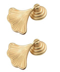 Dope Golden Drop Pendant Cabinet Knob Set Ginkgo Leaf Dresser Drawer Pull Handles Zinc Alloy Gold Tone Finish Single Hole Mount 2 Pcs Pack for Kitchen and Bathroom Cabinets